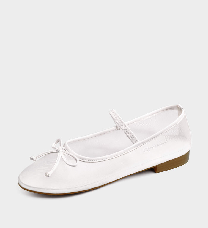 white ballet flats