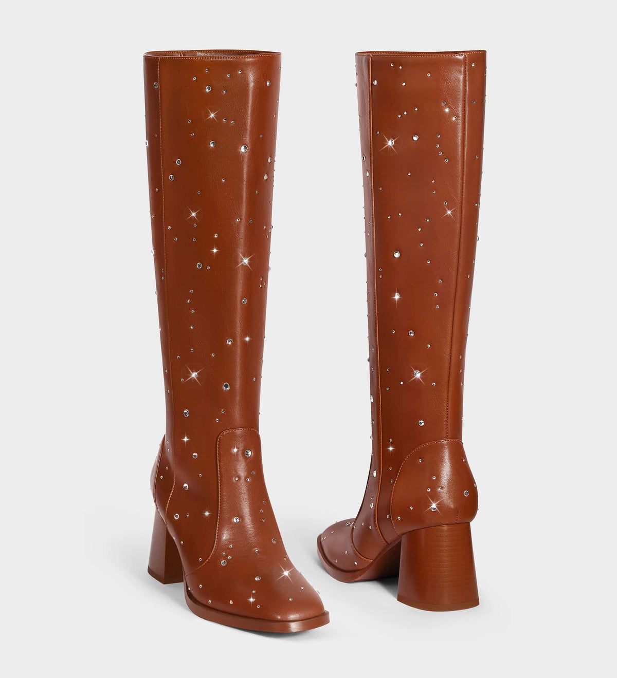 brown leather knee high boots