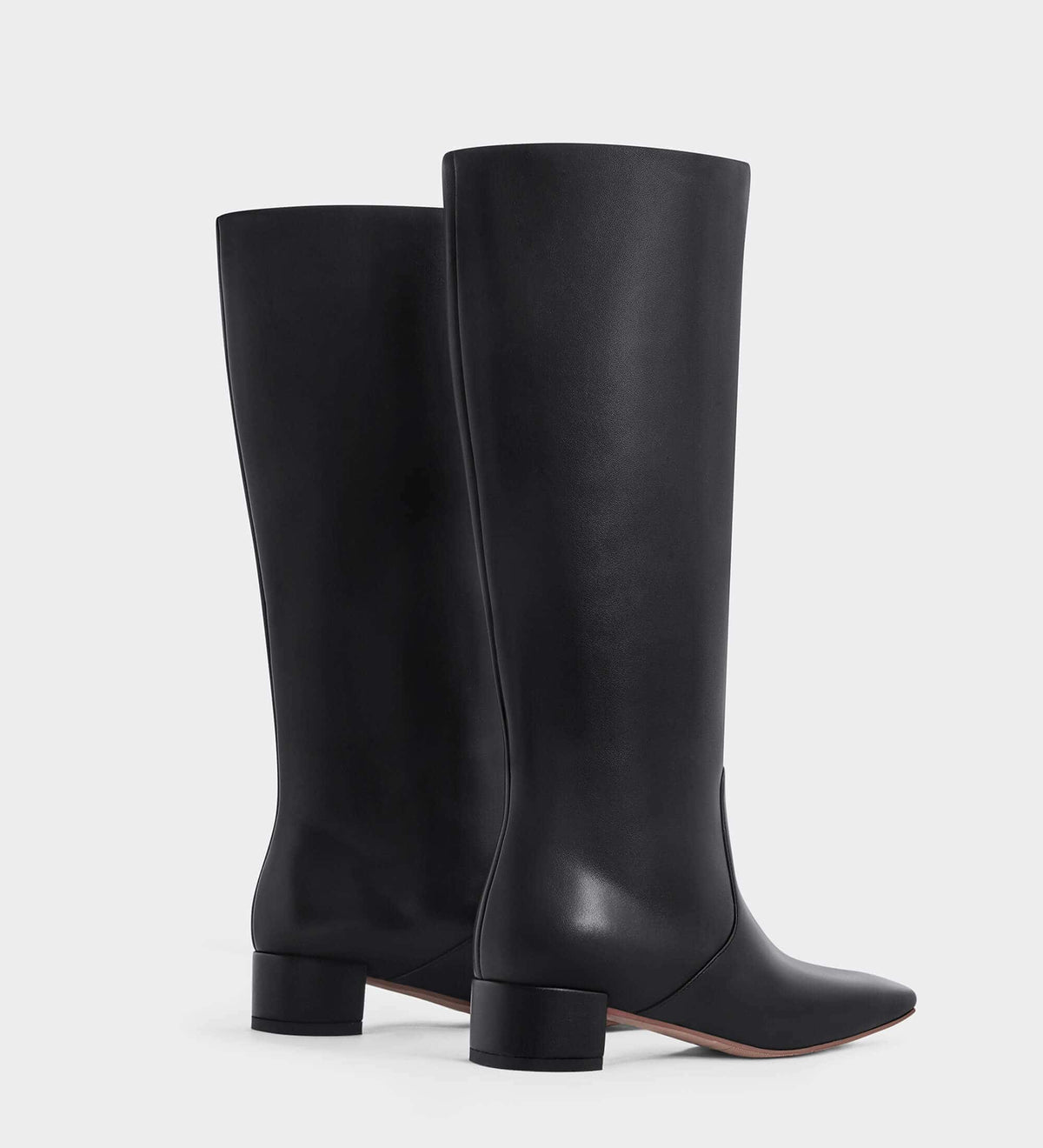 black leather knee high boots