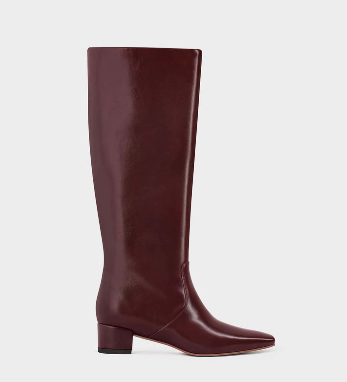 burgundy knee high boots