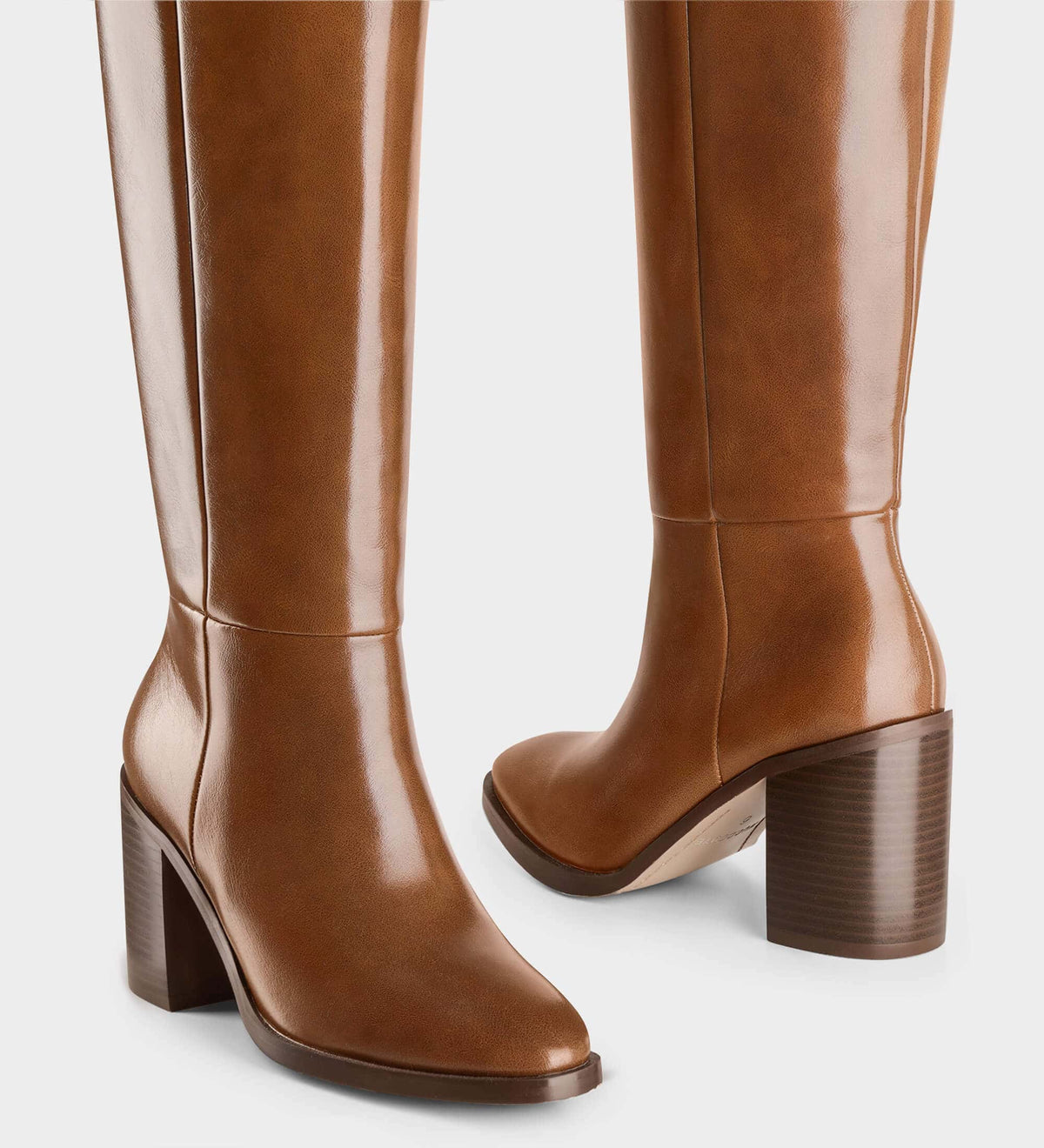 brown over the knee heel boots