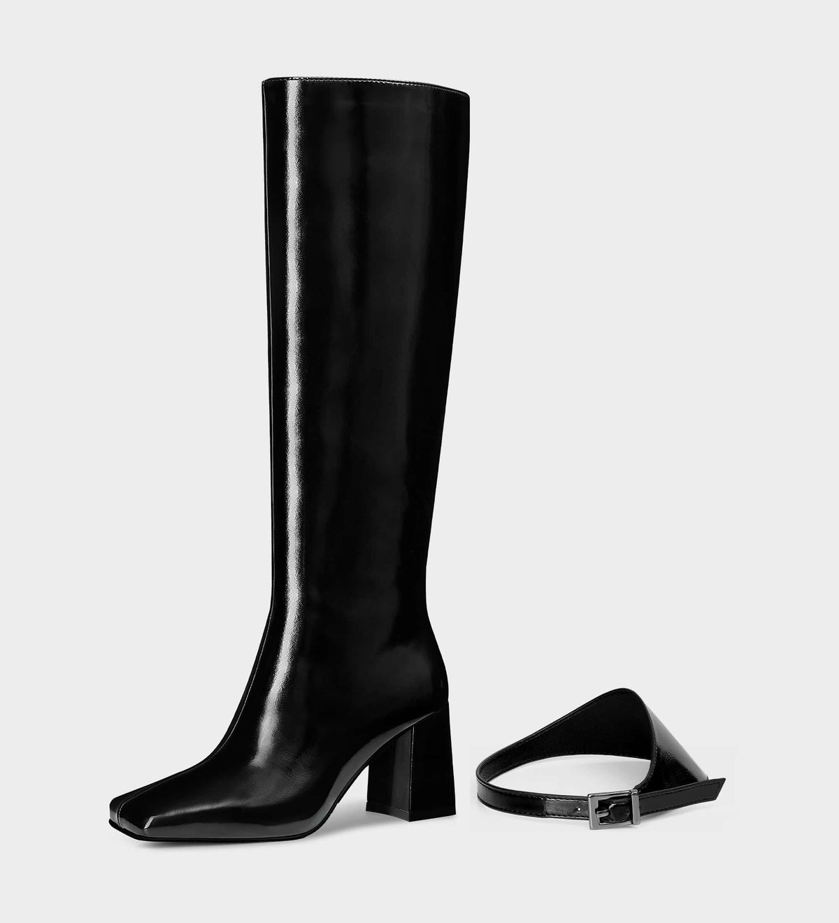 black patent leather boots