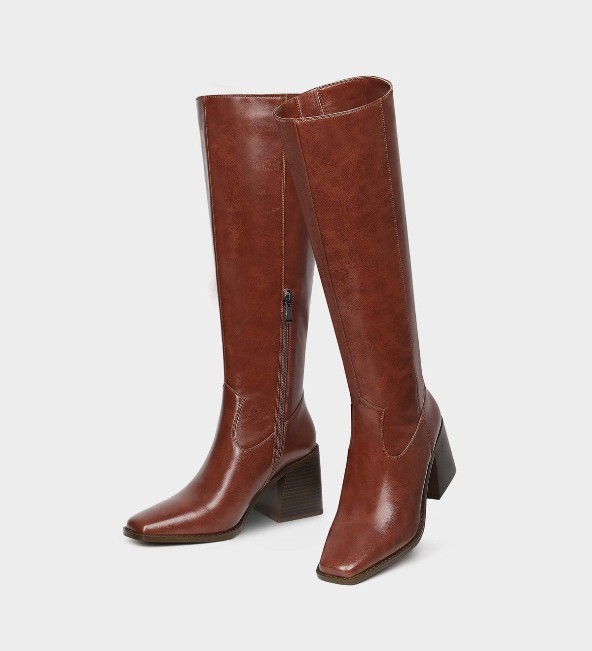 mid calf brown leather boots
