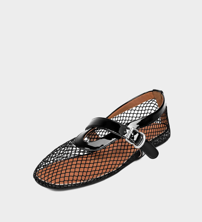 fishnet ballet flats