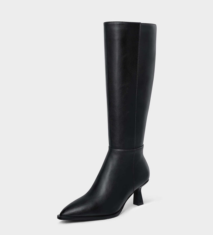 black kitten heel boots