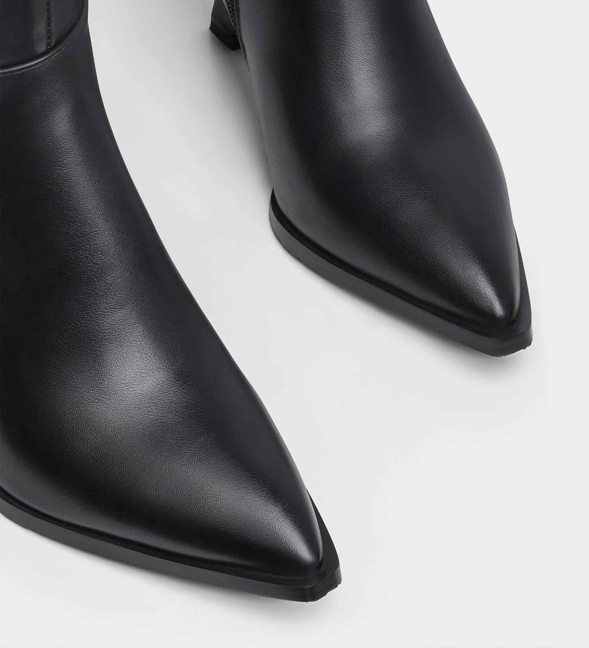 black leather knee high boots