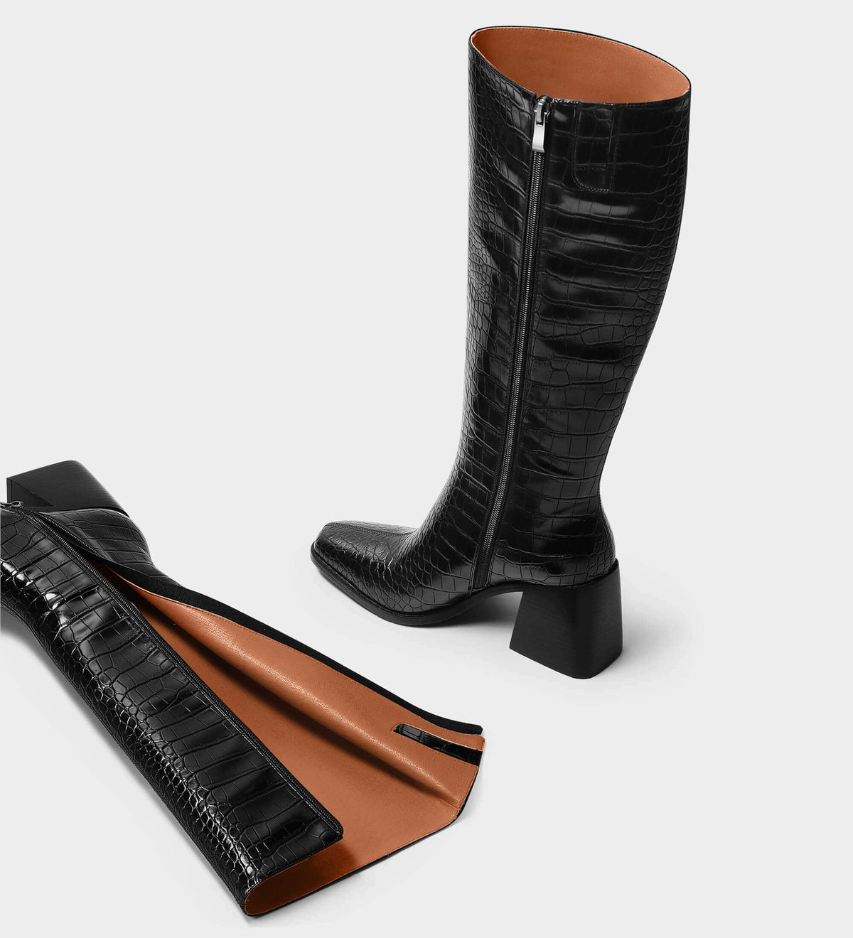 black knee high boots with heel