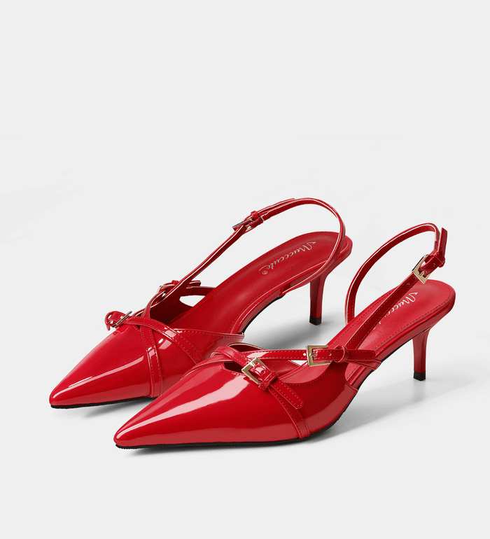 kitten heel slingback pumps