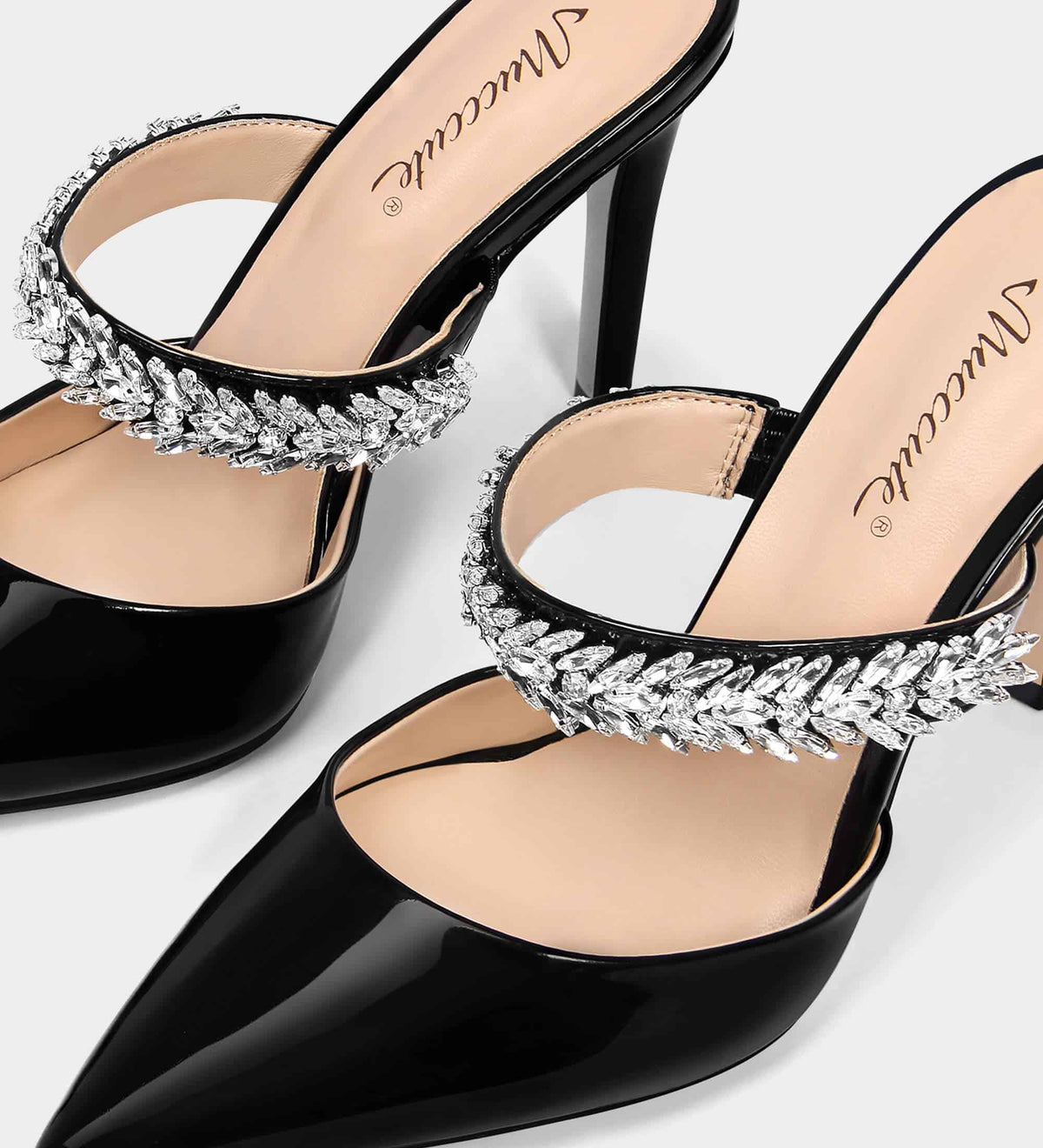 black high heel mules