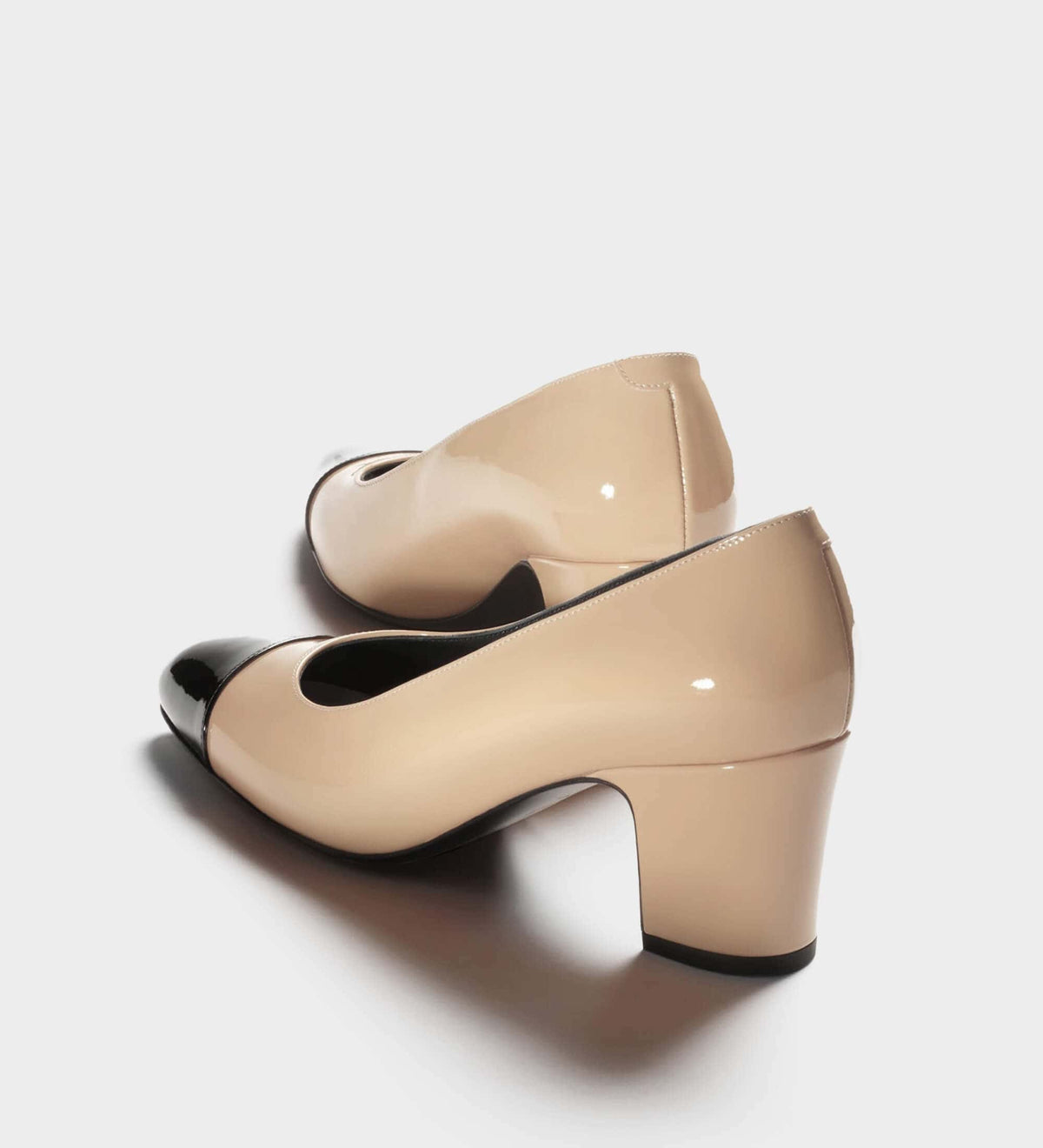 nude block heel pumps