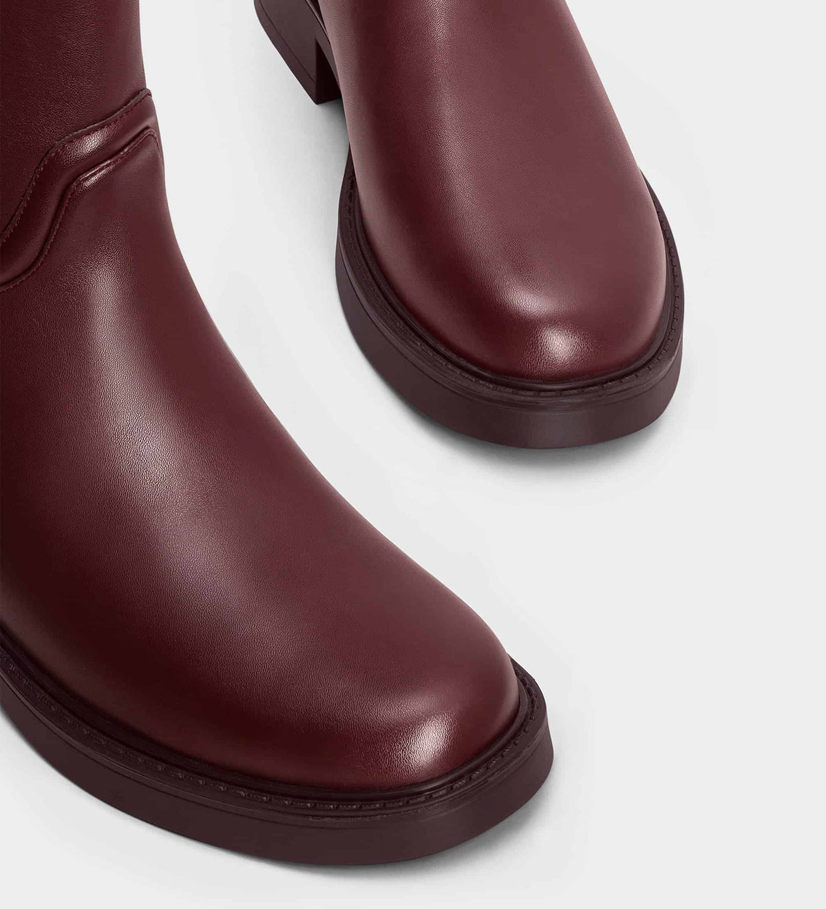high knee boots low heel