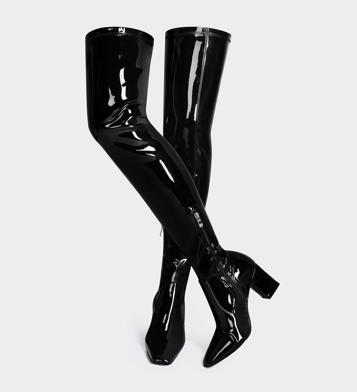 square toe black boots women's