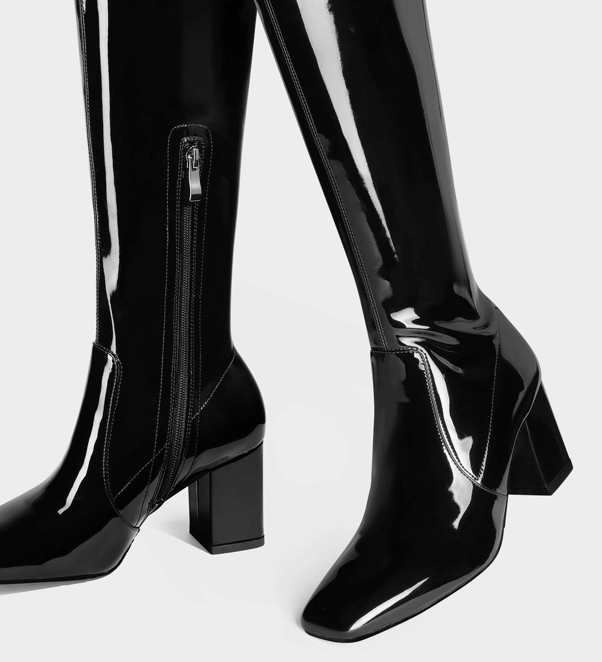 women's square toe black boots