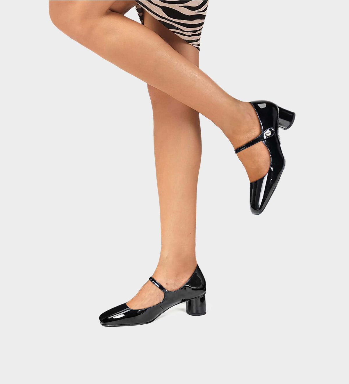 black patent leather pumps