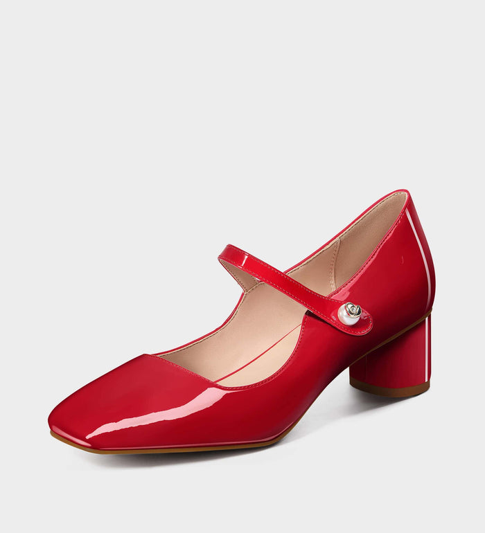 red mary jane pumps