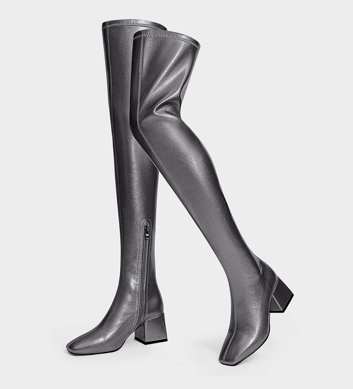 gray over the knee high boots