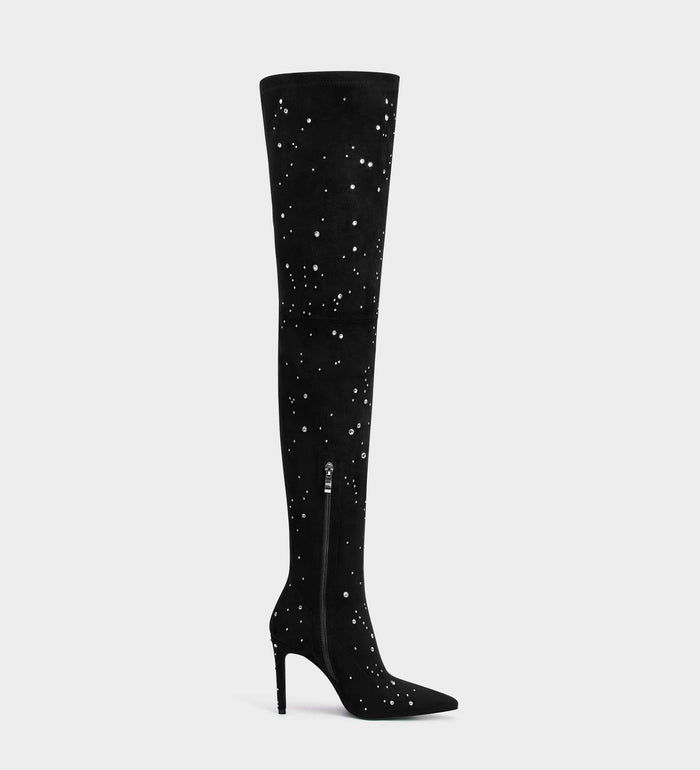 black over the knee suede boots
