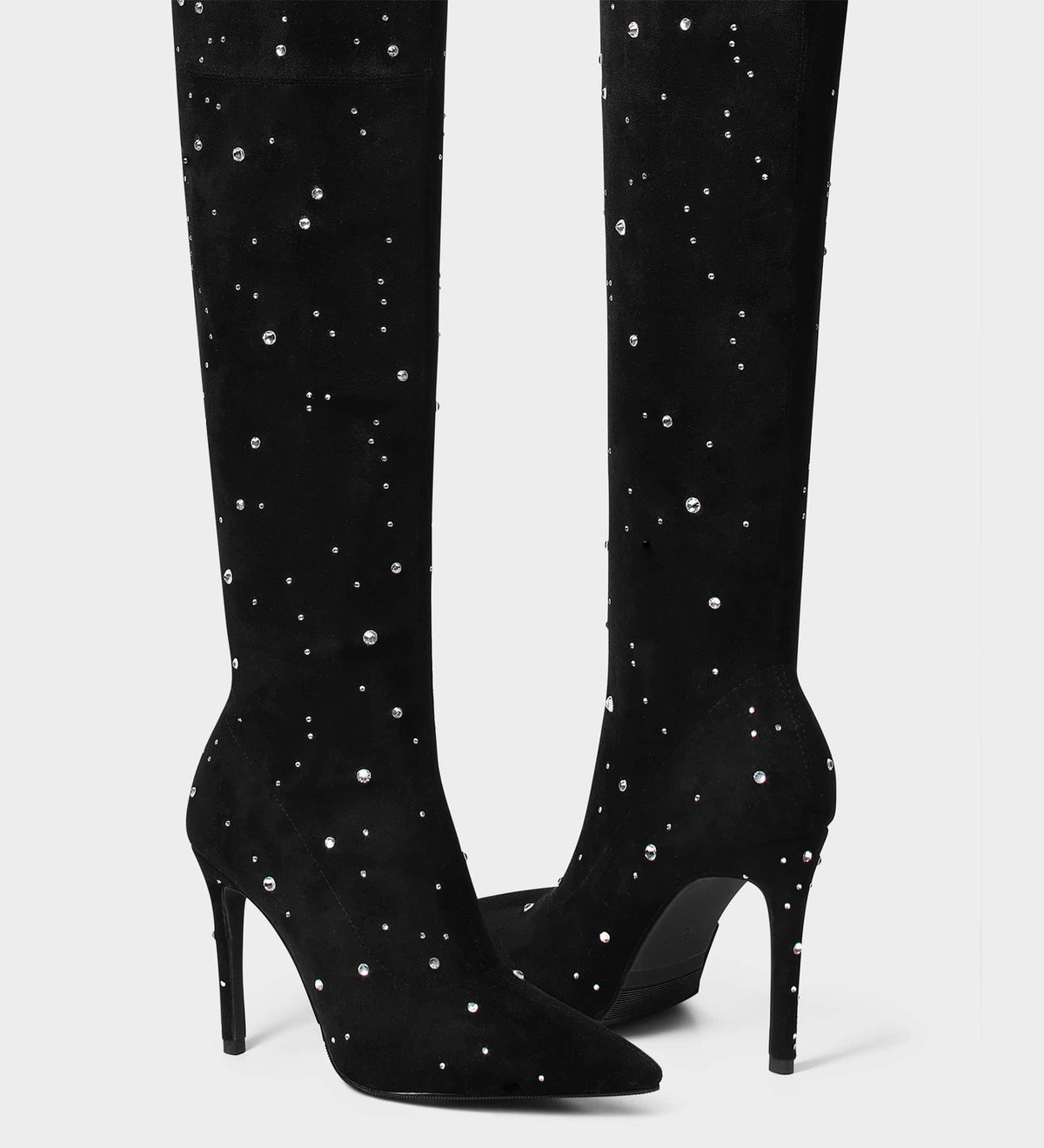 rhinestone thigh high boots