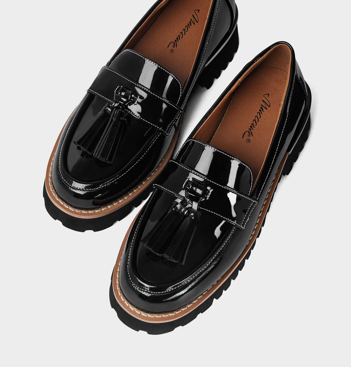 black platform loafers