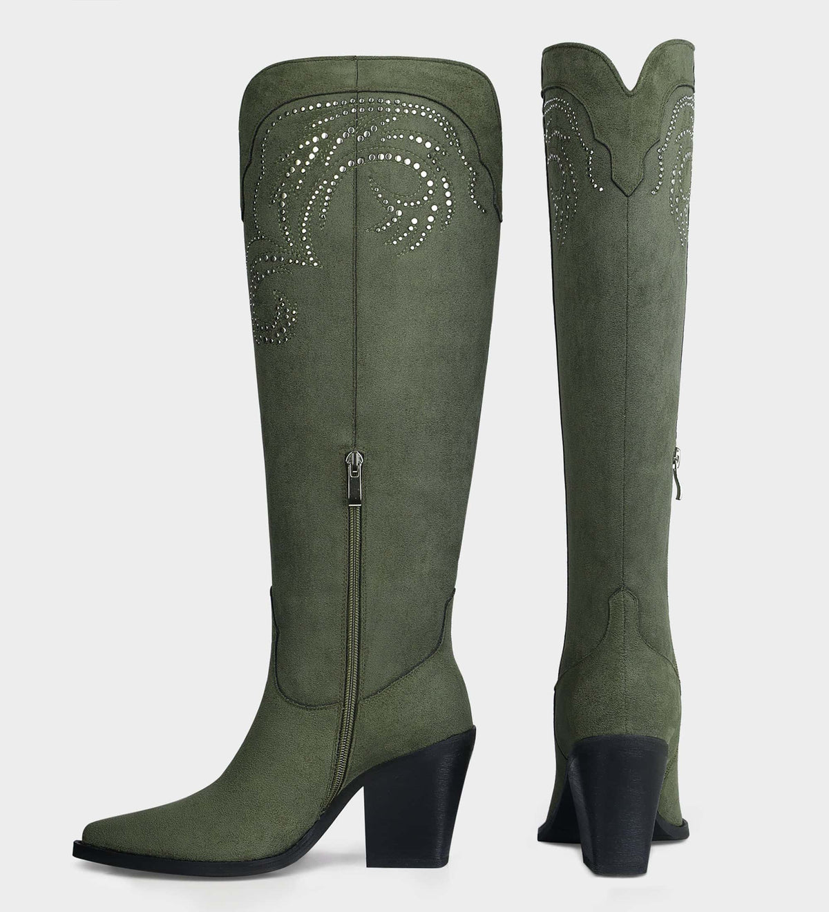 green suede western boots