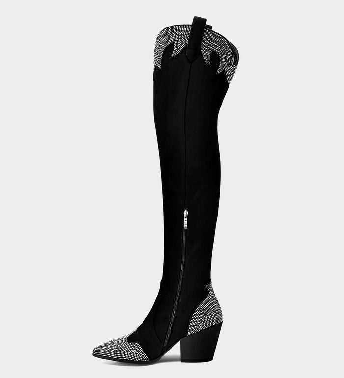 black suede western boots