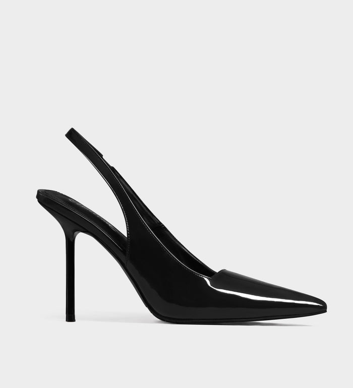 black pointed toe pumps