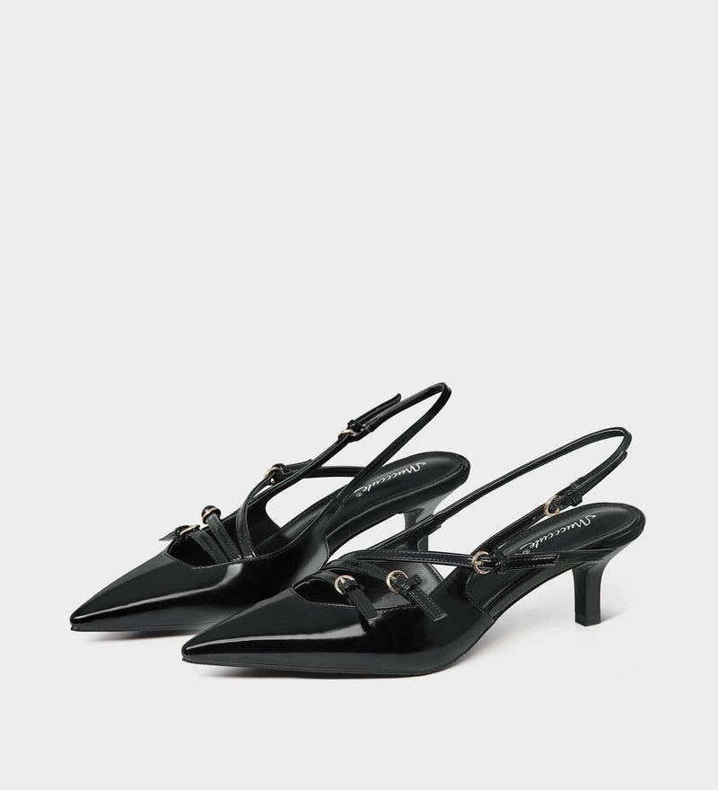 black heeled slingbacks​
