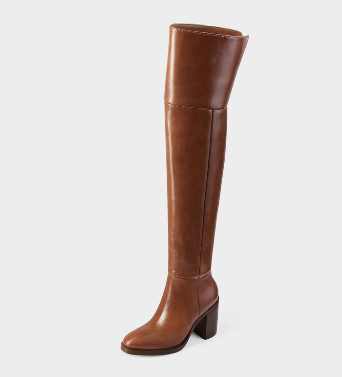 over the knee high boots brown​