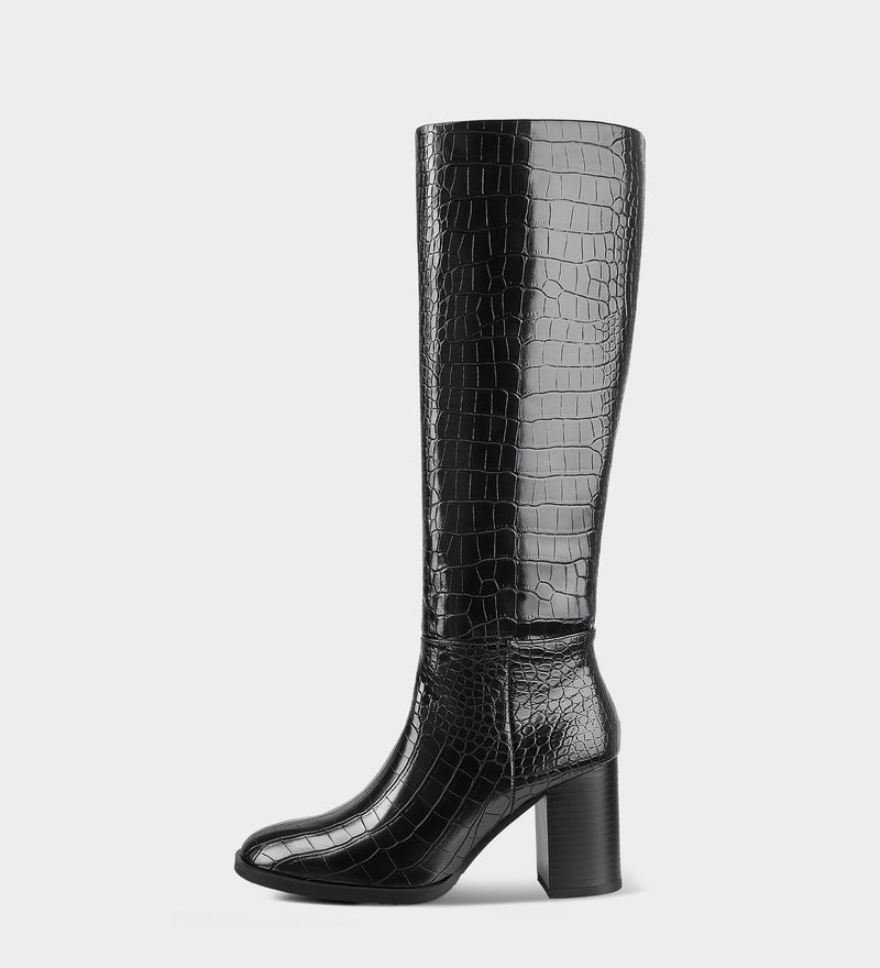 knee high black leather boots​