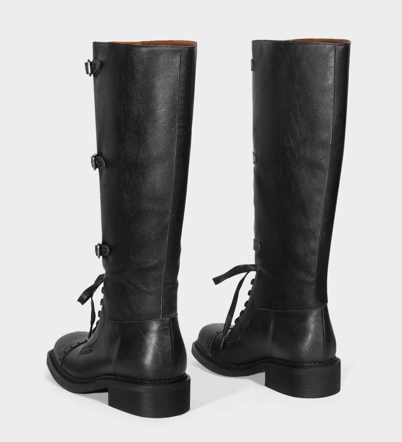 black boots women's flat​