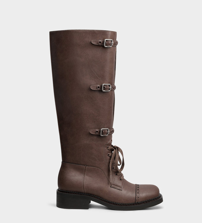 flat knee high brown boots​
