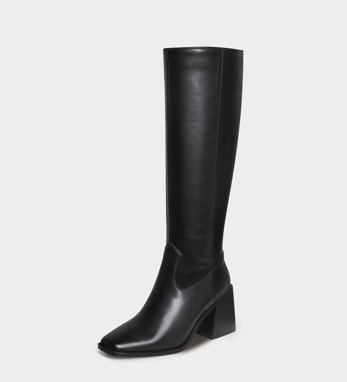 black leather knee high boots​