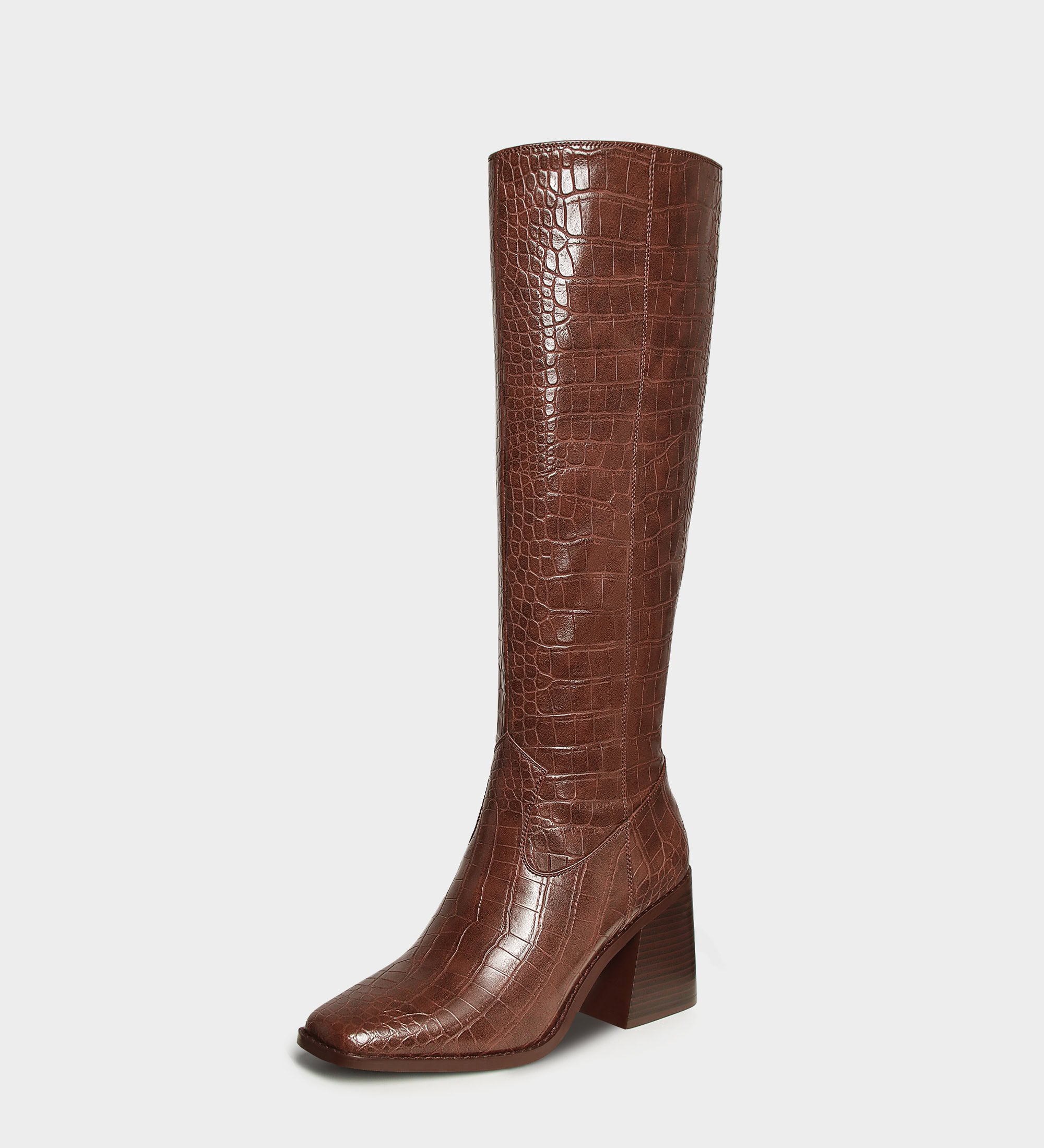 Square Toe Knee High Boots With Side Zippers MUCCCUTE