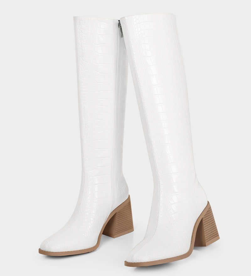 square toe boots white​