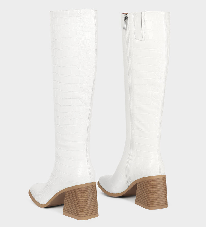 white leather knee high boots​
