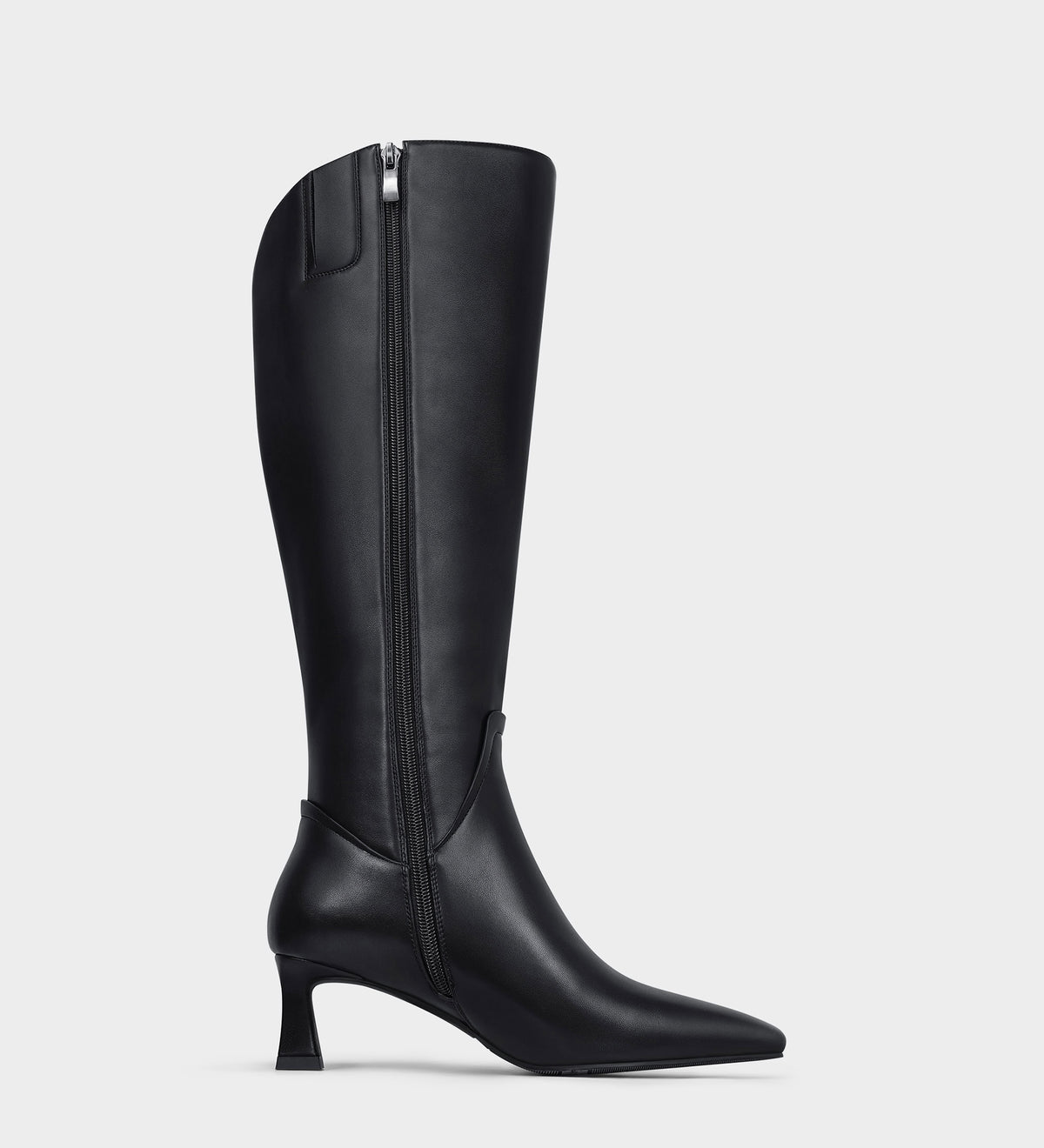 black kitten heel knee high boots​