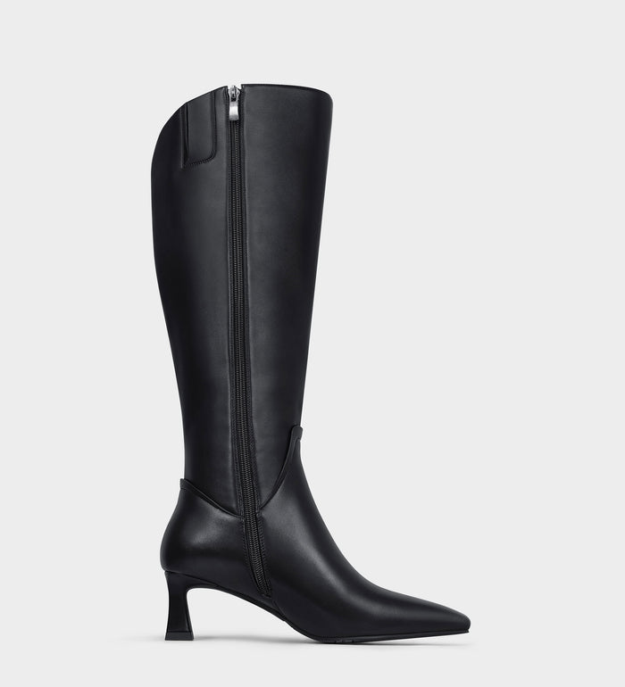 black kitten heel knee high boots​