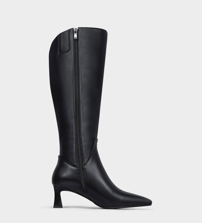 black kitten heel knee high boots​