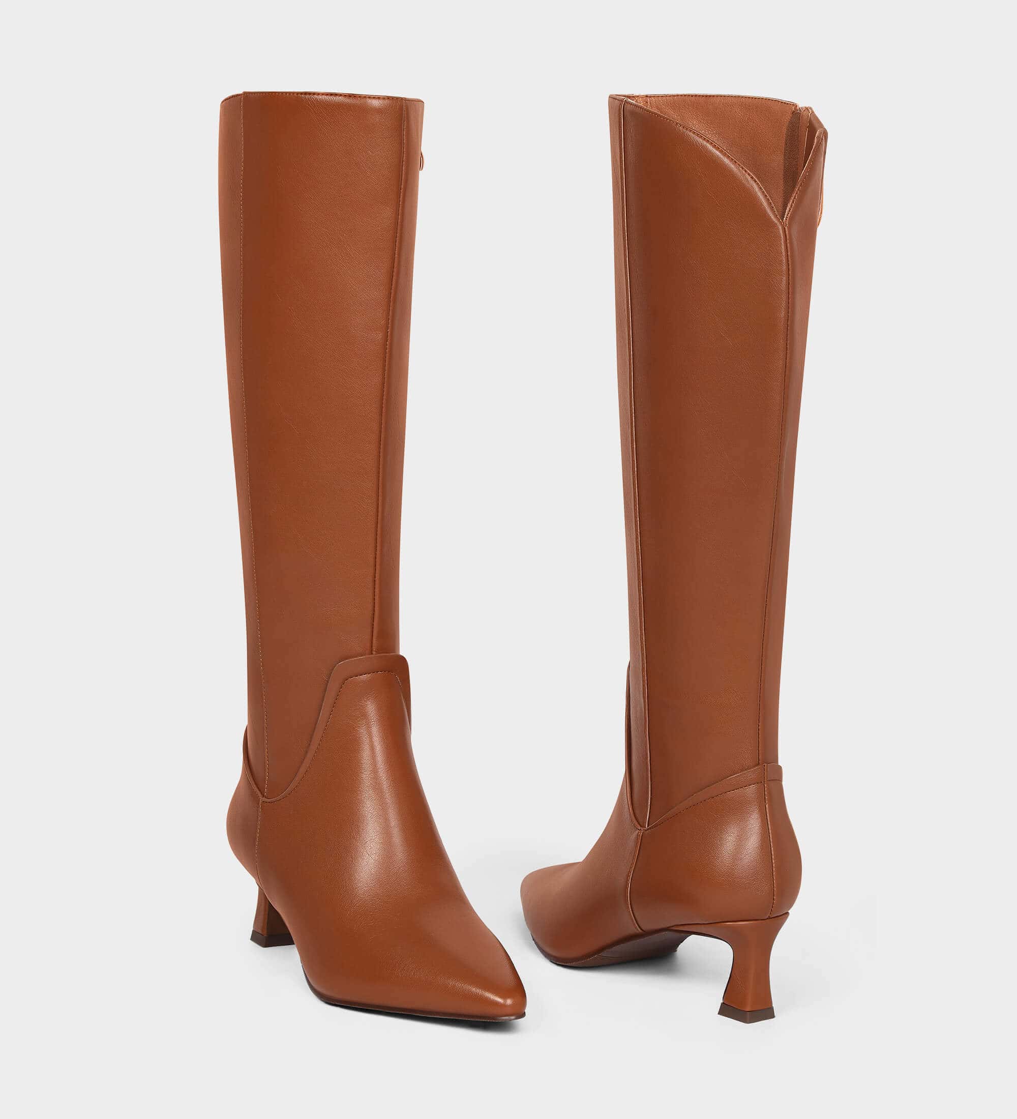 Kitten heel leather knee high boots hotsell