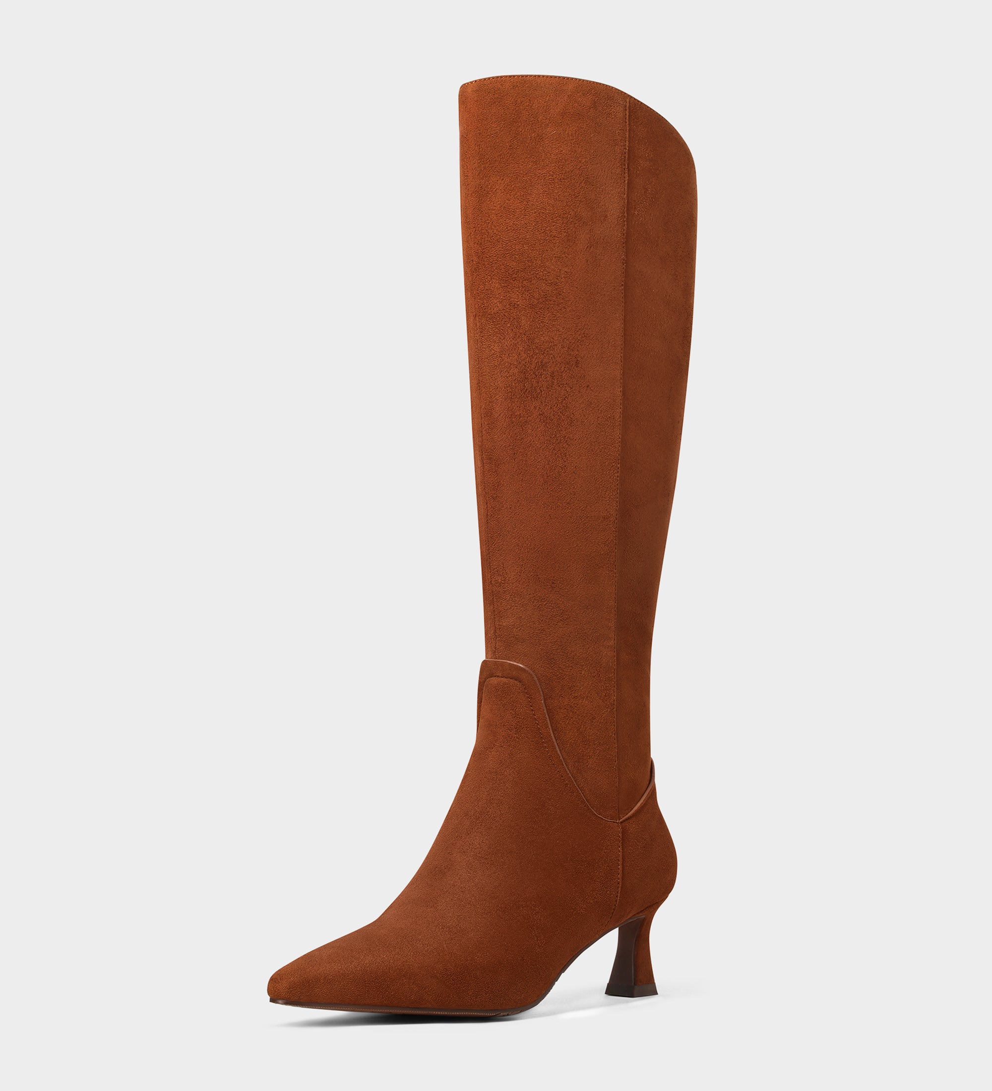 Kitten Heel Knee High Boots With Pointed Toe Side Zippers MUCCCUTE