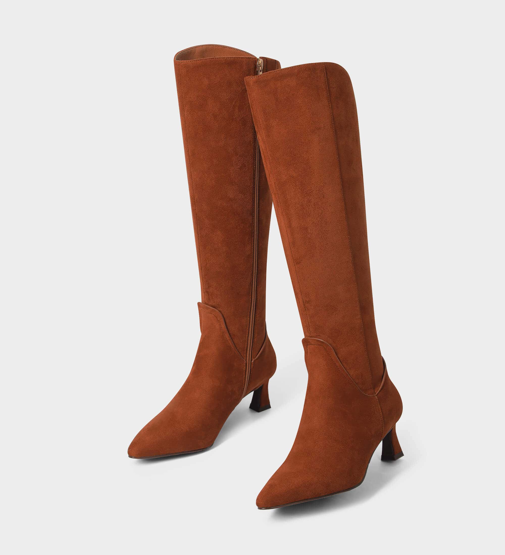 Kitten heel calf length boots shop
