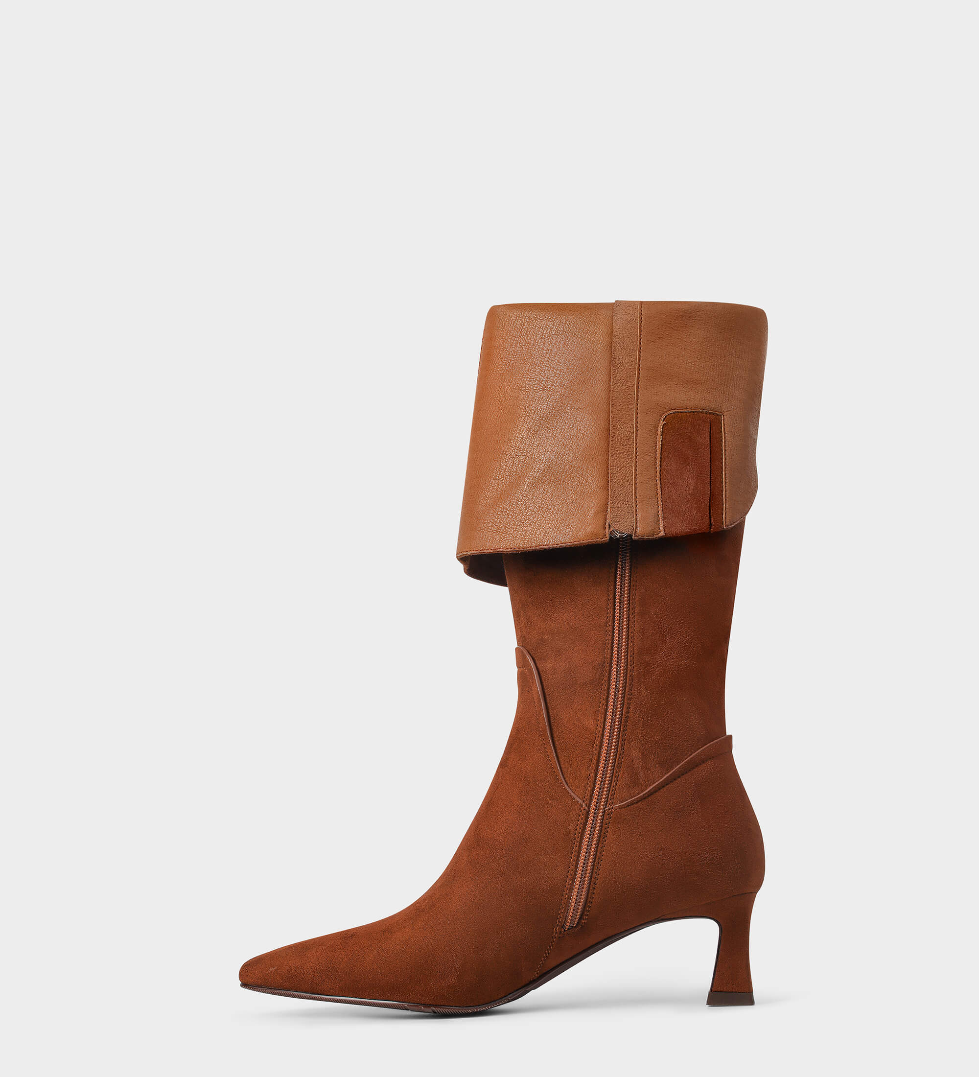 Brown suede kitten heel boots new arrivals