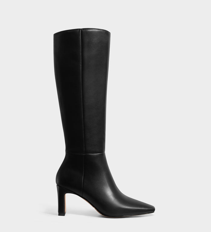 black knee high boots chunky heel​