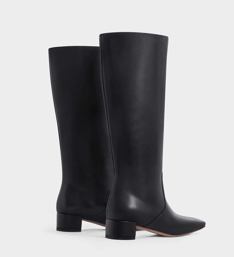 black leather knee high boots​