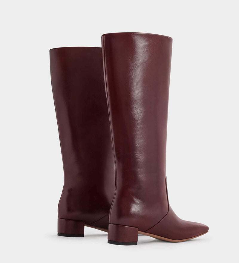 burgundy wide calf boots​