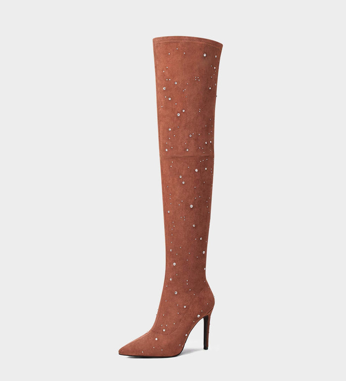 brown suede thigh high boots​