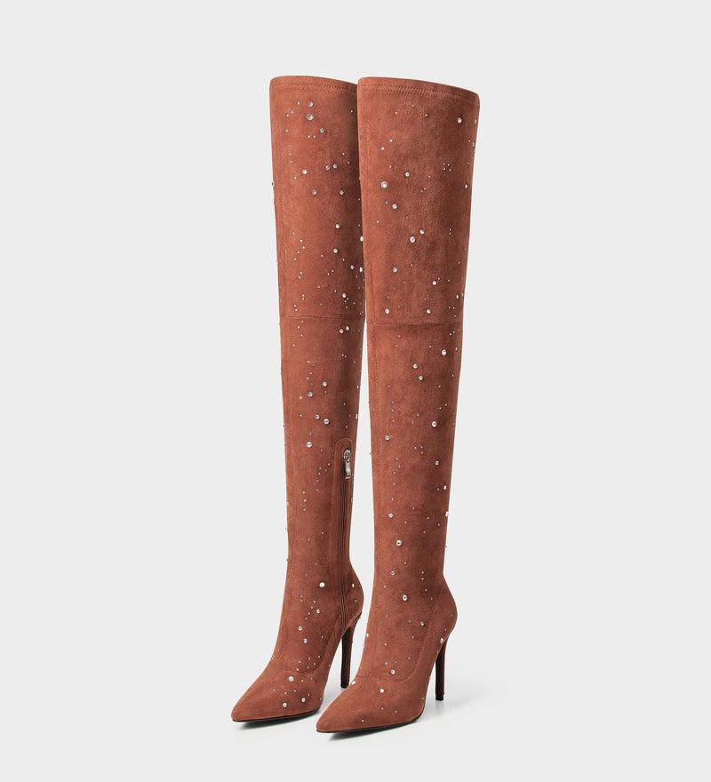 brown suede over knee high boots​