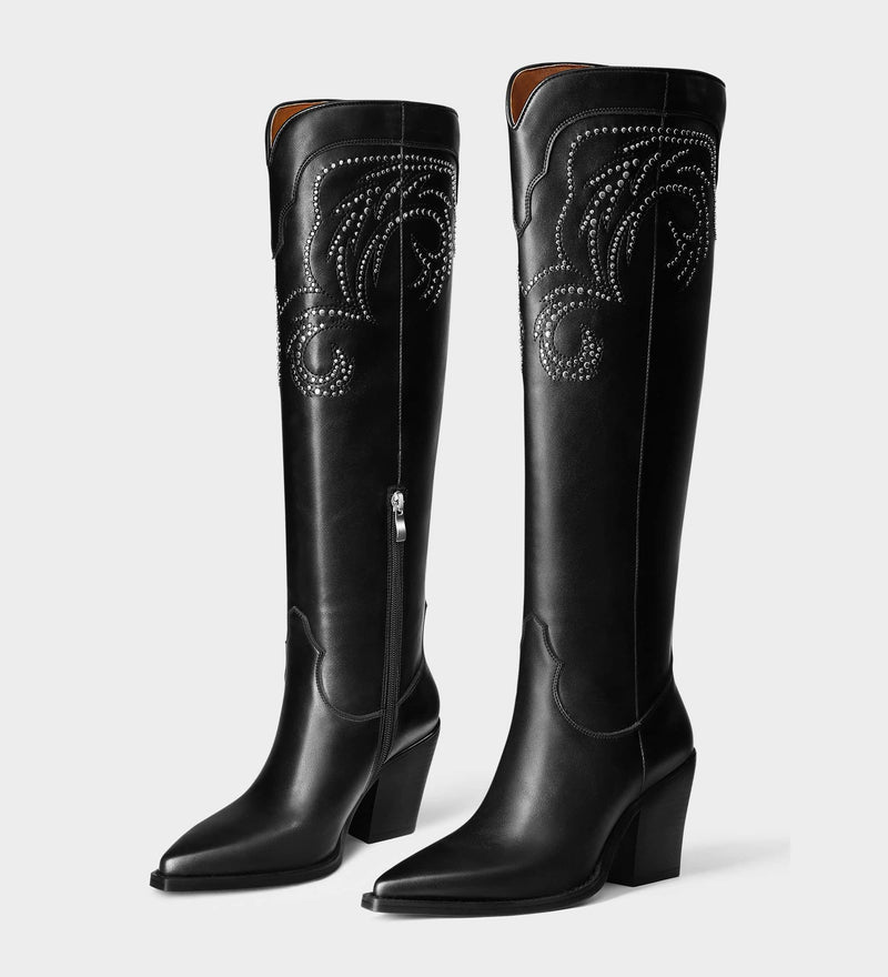 tall black cowgirl boots​