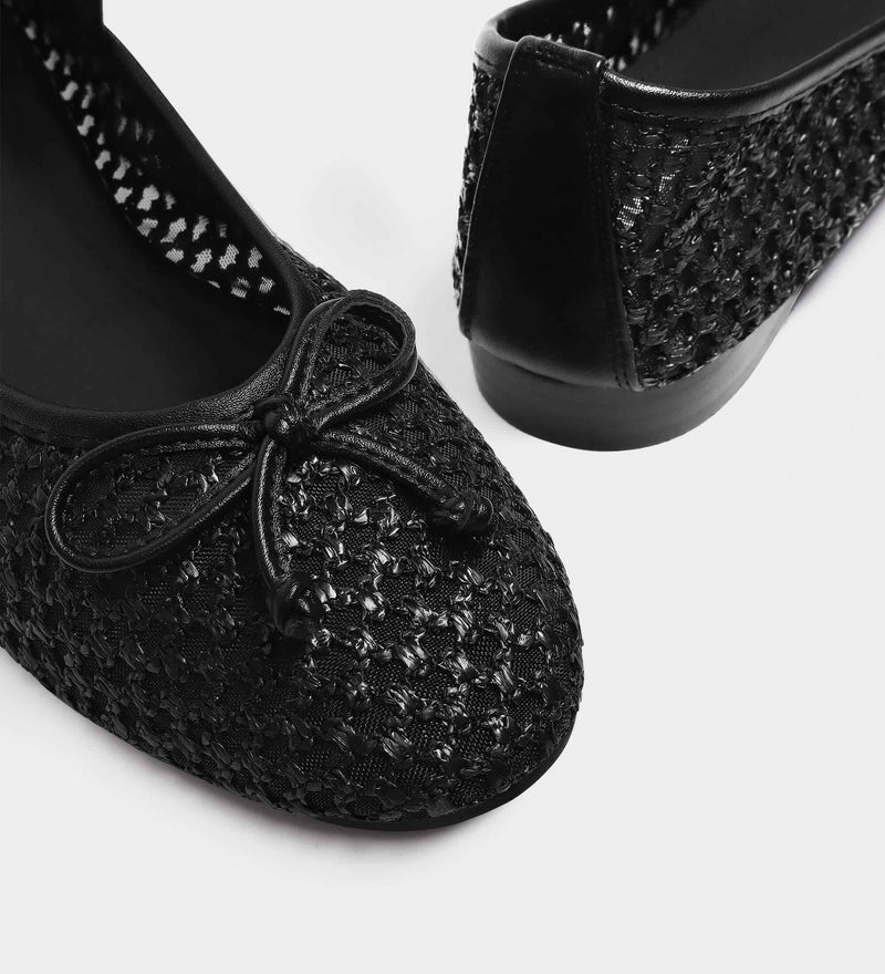 black ballet flats with bow​