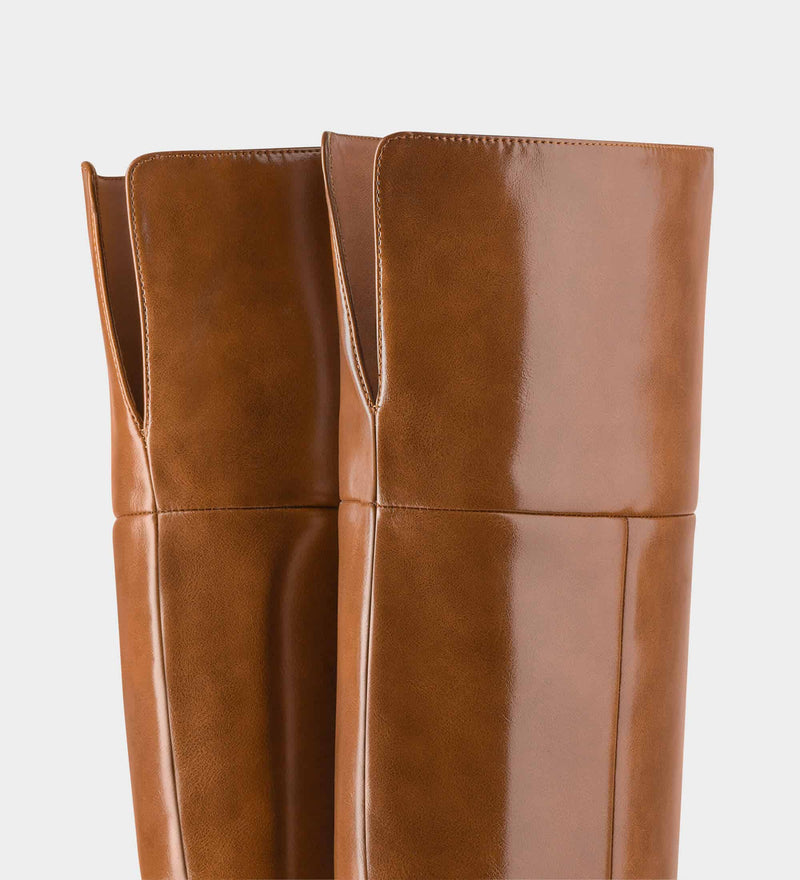 brown over the knee boots leather​